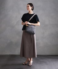 BKRGA90150 MK MICHEL KLEIN BAG(MK ミッシェルクラン バッグ) [撥水/500g以下の軽量]アクセントレザースクエアショルダーバッグ ブラウン×ピンク