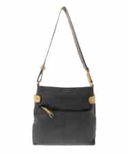 BKRGA90150 MK MICHEL KLEIN BAG(MK ミッシェルクラン バッグ) [撥水/500g以下の軽量]アクセントレザースクエアショルダーバッグ ブラウン×イエロー