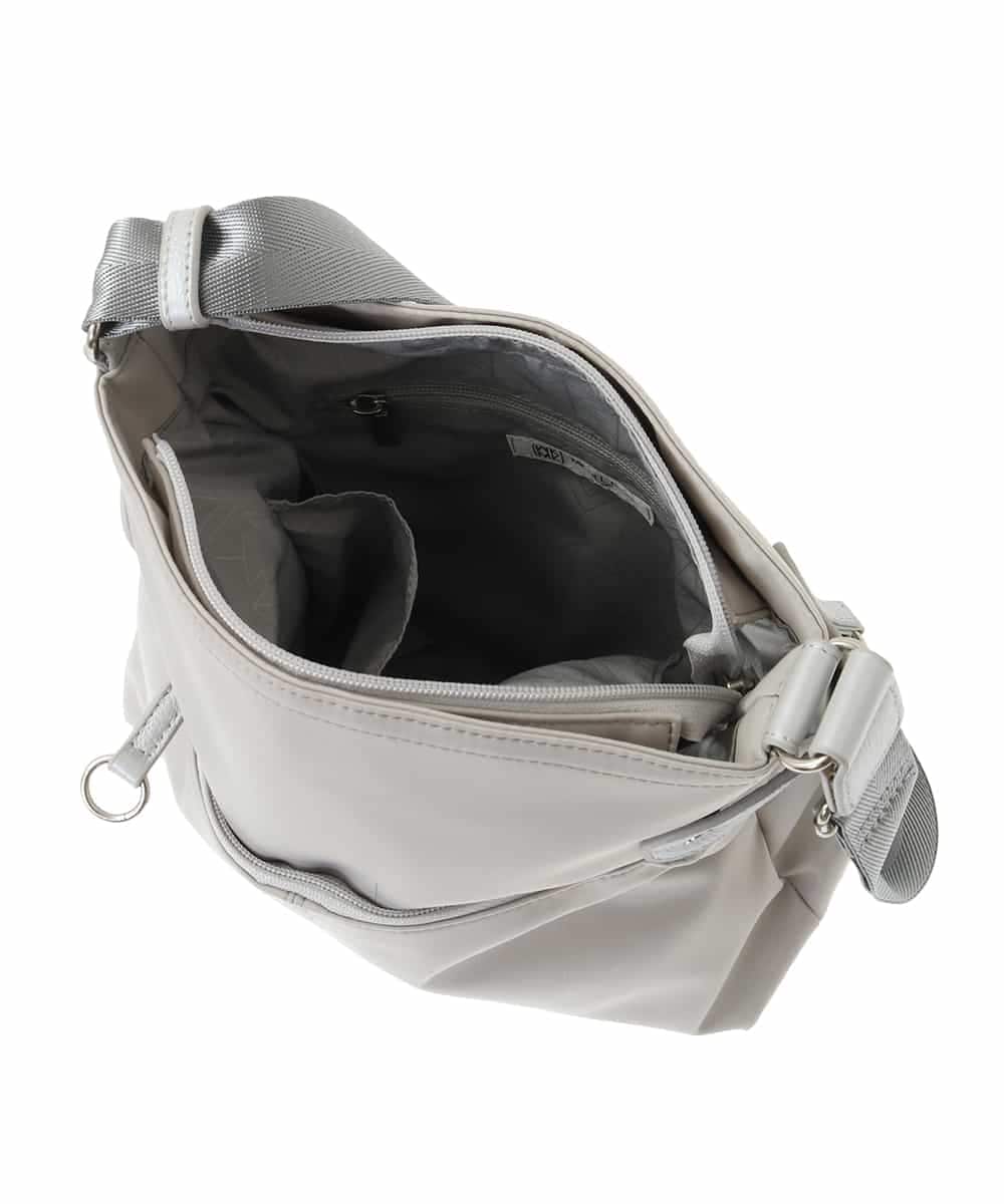 BKRGA90150 MK MICHEL KLEIN BAG(MK ミッシェルクラン バッグ) [撥水/500g以下の軽量]アクセントレザースクエアショルダーバッグ ブラウン×ピンク