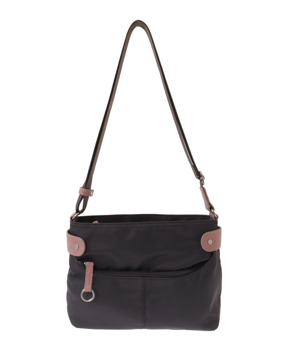 BKRGA91135 MK MICHEL KLEIN BAG(MK ミッシェルクラン バッグ) [撥水/500g以下の軽量]アクセントレザーコンパクトショルダーバッグ ブラウン×レッド