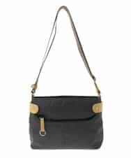 BKRGA91135 MK MICHEL KLEIN BAG(MK ミッシェルクラン バッグ) [撥水/500g以下の軽量]アクセントレザーコンパクトショルダーバッグ ブラウン×イエロー