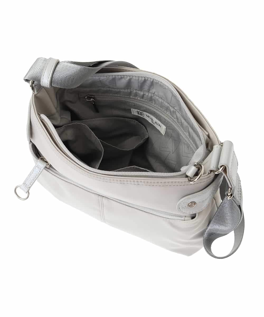 BKRGA91135 MK MICHEL KLEIN BAG(MK ミッシェルクラン バッグ) [撥水/500g以下の軽量]アクセントレザーコンパクトショルダーバッグ ブラウン×レッド