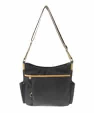 BKRGA94160 MK MICHEL KLEIN BAG(MK ミッシェルクラン バッグ) [撥水/500g以下の軽量]アクセントレザーショルダーバッグ ブラウン×イエロー