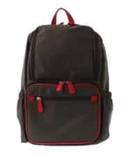 BKRGA96170 MK MICHEL KLEIN BAG(MK ミッシェルクラン バッグ) [撥水加工/A4収納]スクエアデザインバックパック ブラウン×レッド