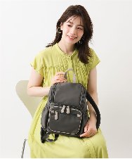 BKRGA97160 MK MICHEL KLEIN BAG(MK ミッシェルクラン バッグ) [撥水加工/軽量]スクエアデザインコンパクトリュック ブラウン×ピンク