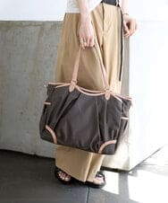 BKRGA98220 MK MICHEL KLEIN BAG(MK ミッシェルクラン バッグ) [2WAY/撥水]レザーアクセントナイロントートバッグ ブラウン×ピンク
