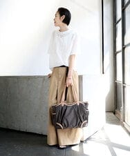 BKRGA98220 MK MICHEL KLEIN BAG(MK ミッシェルクラン バッグ) [2WAY/撥水]レザーアクセントナイロントートバッグ ブラウン×ピンク