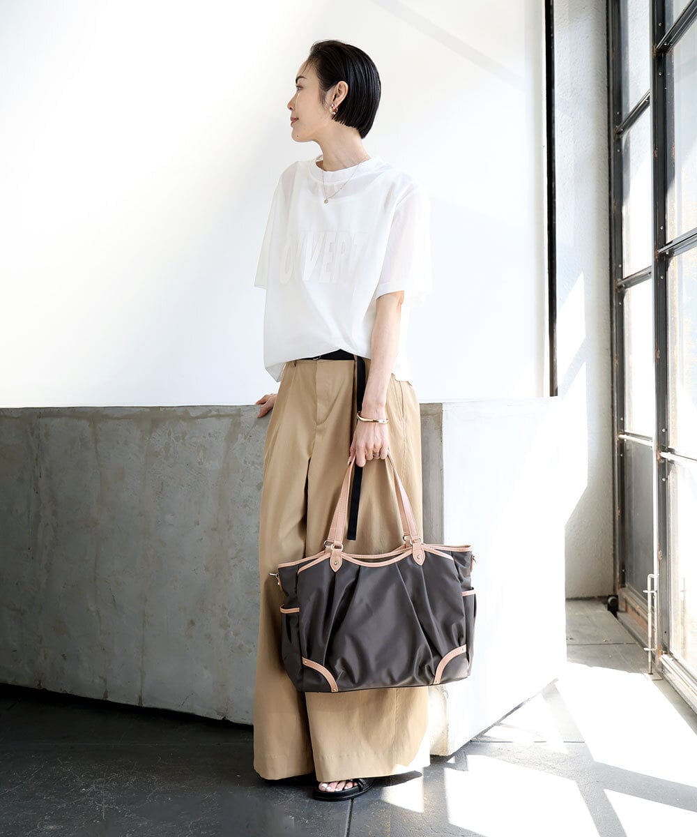 BKRGA98220 MK MICHEL KLEIN BAG(MK ミッシェルクラン バッグ) [2WAY/撥水]レザーアクセントナイロントートバッグ ブラウン×ピンク