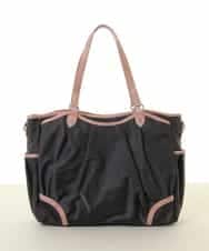 BKRGA98220 MK MICHEL KLEIN BAG(MK ミッシェルクラン バッグ) [2WAY/撥水]レザーアクセントナイロントートバッグ ブラウン×ピンク