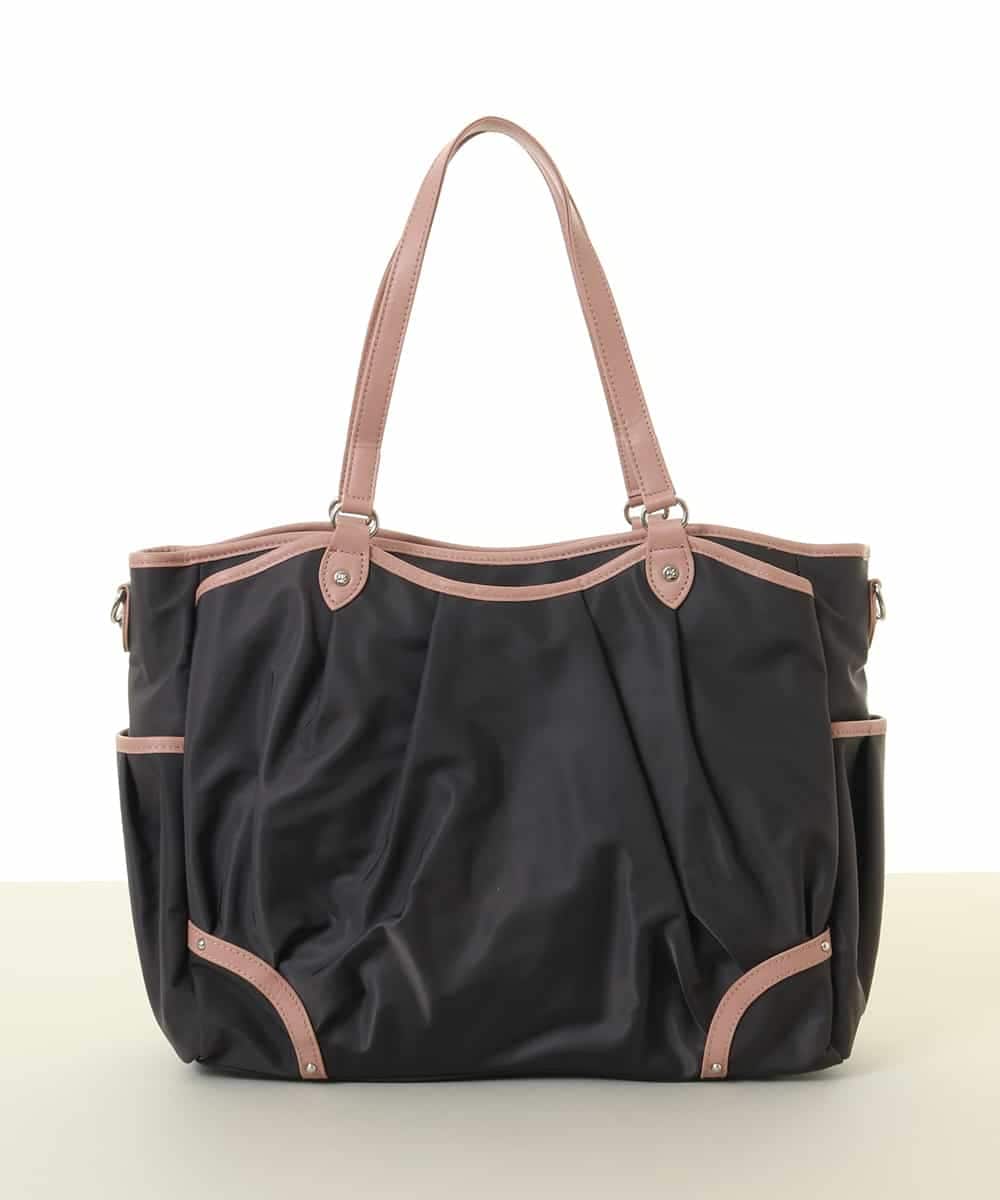 BKRGA98220 MK MICHEL KLEIN BAG(MK ミッシェルクラン バッグ) [2WAY/撥水]レザーアクセントナイロントートバッグ ブラウン×ピンク