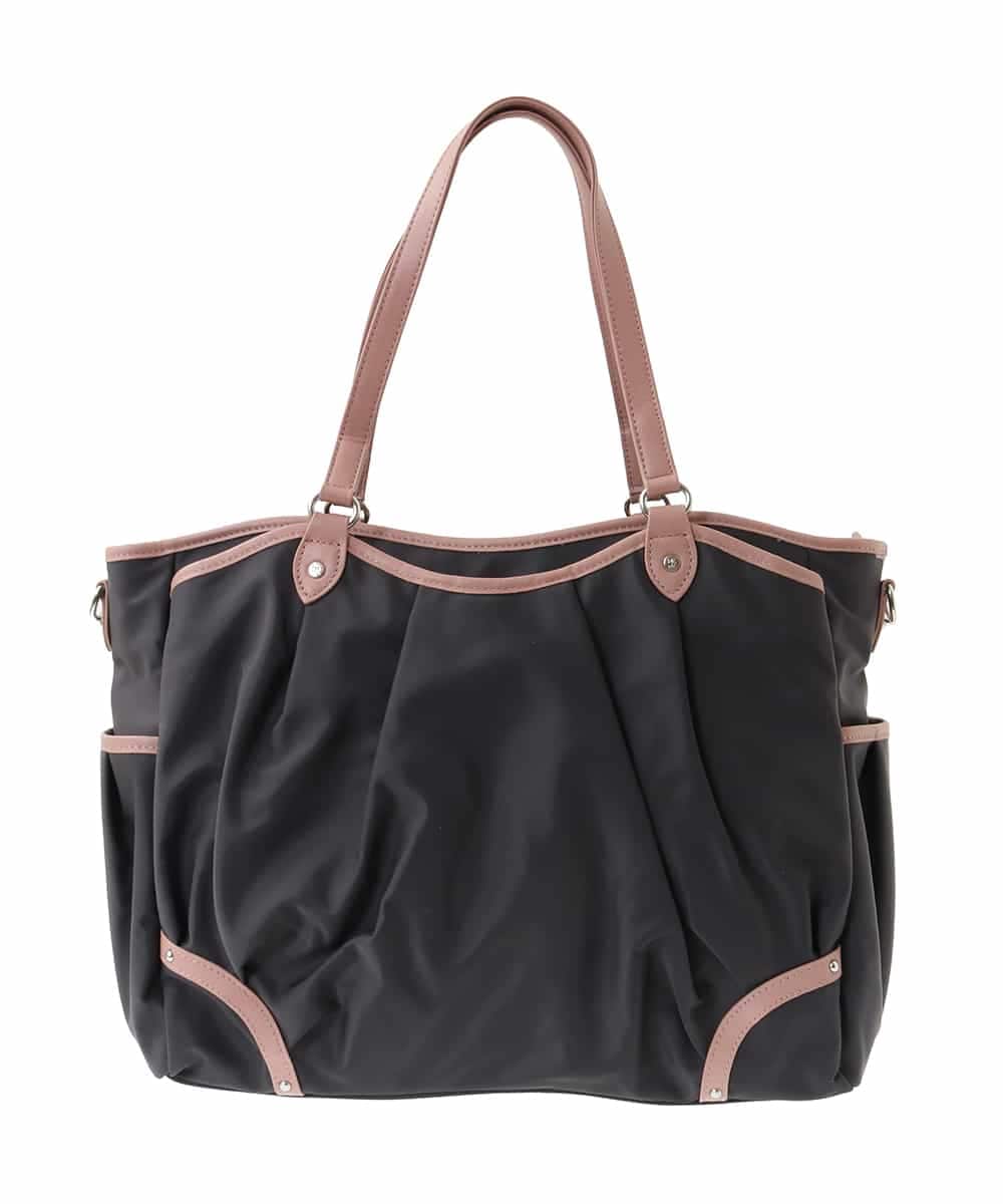 BKRGA98220 MK MICHEL KLEIN BAG(MK ミッシェルクラン バッグ) [2WAY/撥水]レザーアクセントナイロントートバッグ ブラウン×ピンク