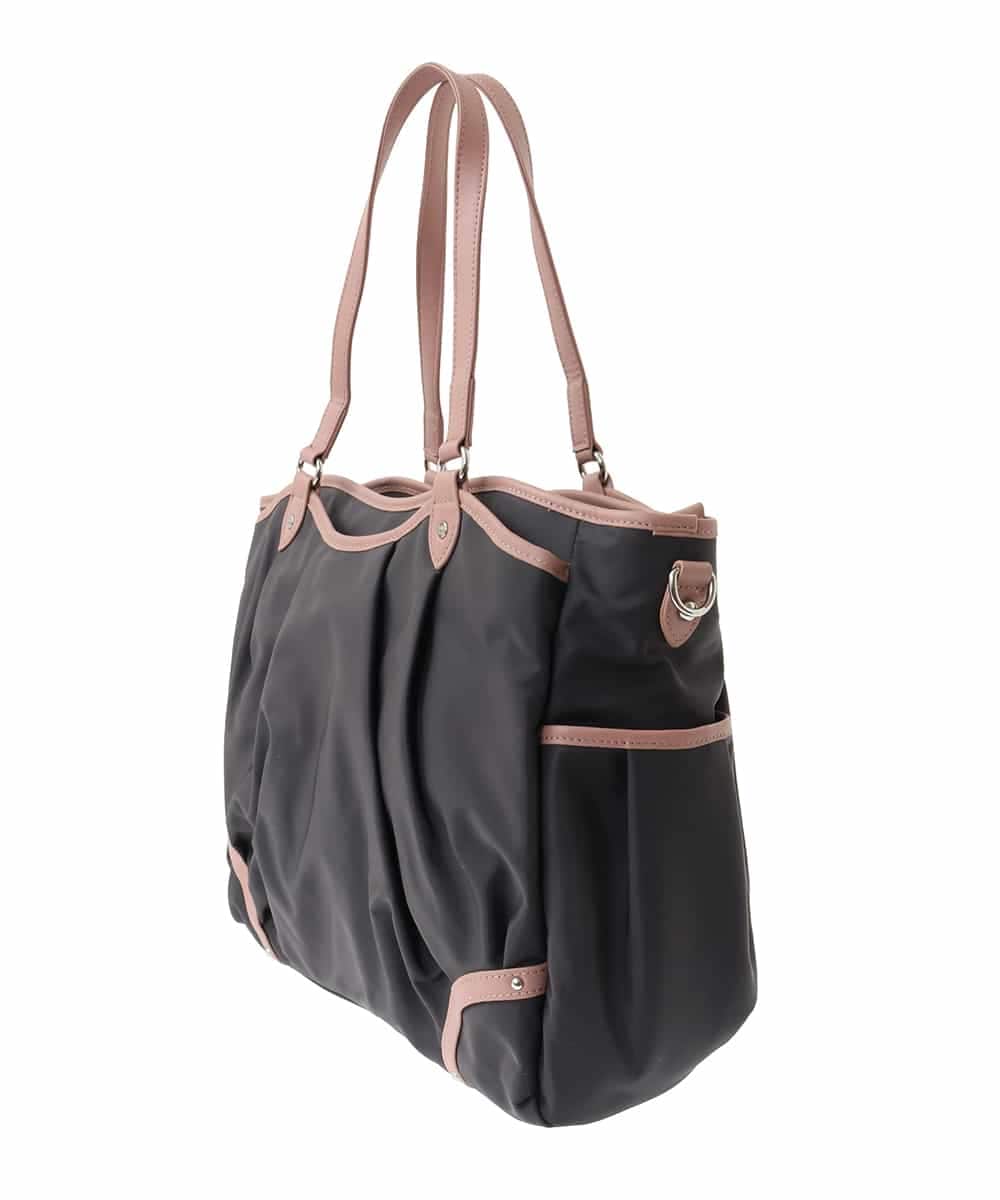 BKRGA98220 MK MICHEL KLEIN BAG(MK ミッシェルクラン バッグ) [2WAY/撥水]レザーアクセントナイロントートバッグ ブラウン×ピンク