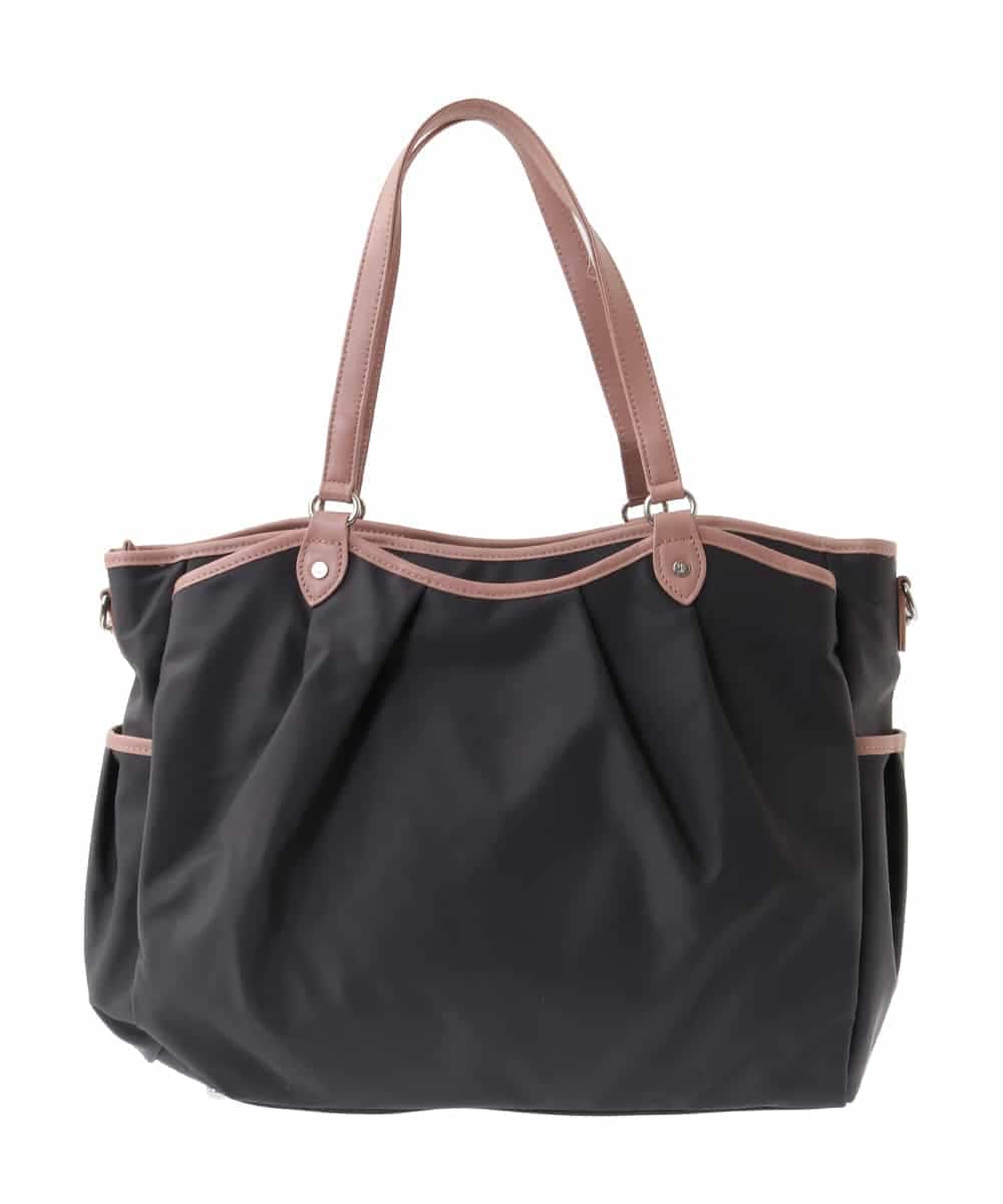 BKRGA98220 MK MICHEL KLEIN BAG(MK ミッシェルクラン バッグ) [2WAY/撥水]レザーアクセントナイロントートバッグ ブラウン×ピンク