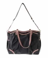 BKRGA98220 MK MICHEL KLEIN BAG(MK ミッシェルクラン バッグ) [2WAY/撥水]レザーアクセントナイロントートバッグ ブラウン×ピンク