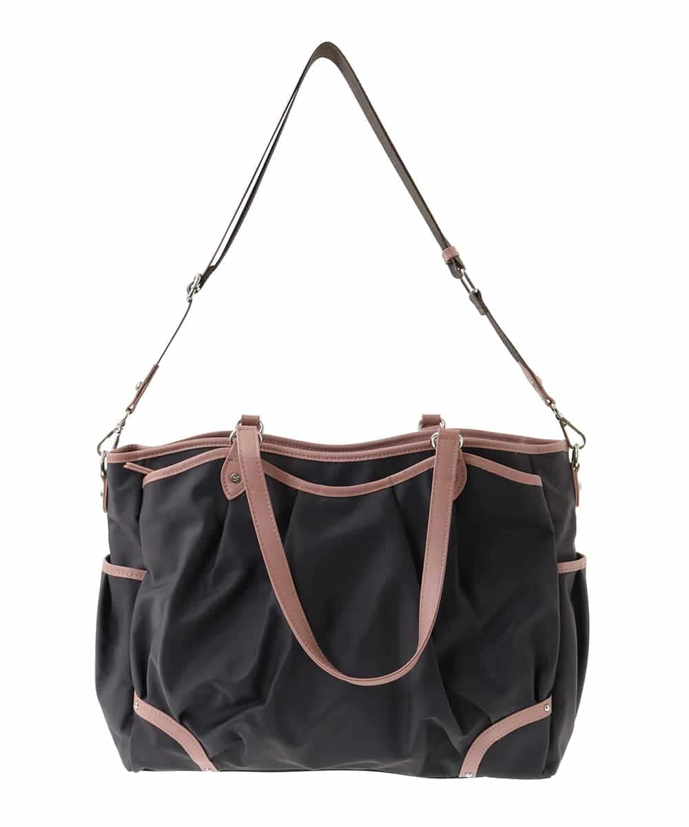 BKRGA98220 MK MICHEL KLEIN BAG(MK ミッシェルクラン バッグ) [2WAY/撥水]レザーアクセントナイロントートバッグ ブラウン×ピンク