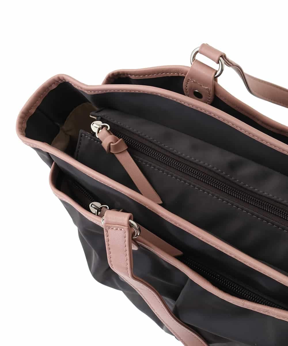 BKRGA98220 MK MICHEL KLEIN BAG(MK ミッシェルクラン バッグ) [2WAY/撥水]レザーアクセントナイロントートバッグ ブラウン×ピンク