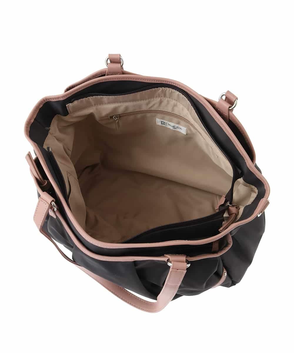 BKRGA98220 MK MICHEL KLEIN BAG(MK ミッシェルクラン バッグ) [2WAY/撥水]レザーアクセントナイロントートバッグ ブラウン×ピンク