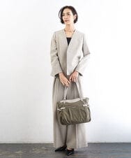 BKRGD31180 MK MICHEL KLEIN BAG(MK ミッシェルクラン バッグ) [撥水/2WAY/A4収納可]サイドポケットパイピングバッグ ライトグレー×ピンク