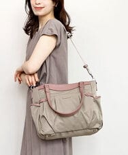 BKRGD31180 MK MICHEL KLEIN BAG(MK ミッシェルクラン バッグ) [撥水/2WAY/A4収納可]サイドポケットパイピングバッグ グレージュ×ピンク