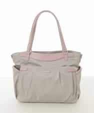 BKRGD31180 MK MICHEL KLEIN BAG(MK ミッシェルクラン バッグ) [撥水/2WAY/A4収納可]サイドポケットパイピングバッグ ライトグレー×ピンク