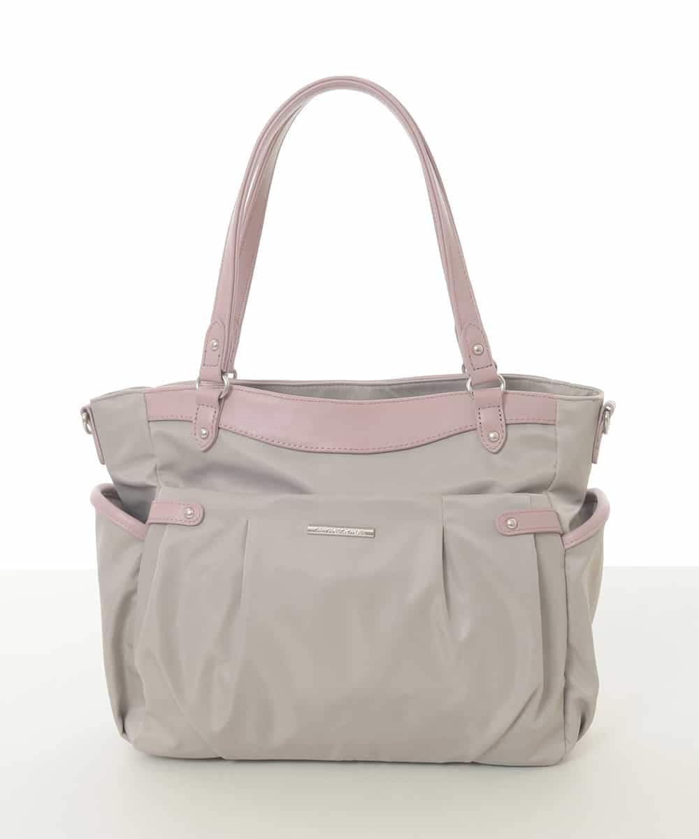 BKRGD31180 MK MICHEL KLEIN BAG(MK ミッシェルクラン バッグ) [撥水/2WAY/A4収納可]サイドポケットパイピングバッグ ライトグレー×ピンク