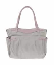 BKRGD31180 MK MICHEL KLEIN BAG(MK ミッシェルクラン バッグ) [撥水/2WAY/A4収納可]サイドポケットパイピングバッグ ライトグレー×ピンク