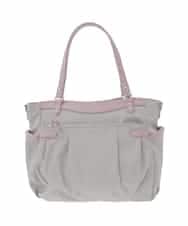 BKRGD31180 MK MICHEL KLEIN BAG(MK ミッシェルクラン バッグ) [撥水/2WAY/A4収納可]サイドポケットパイピングバッグ ライトグレー×ピンク