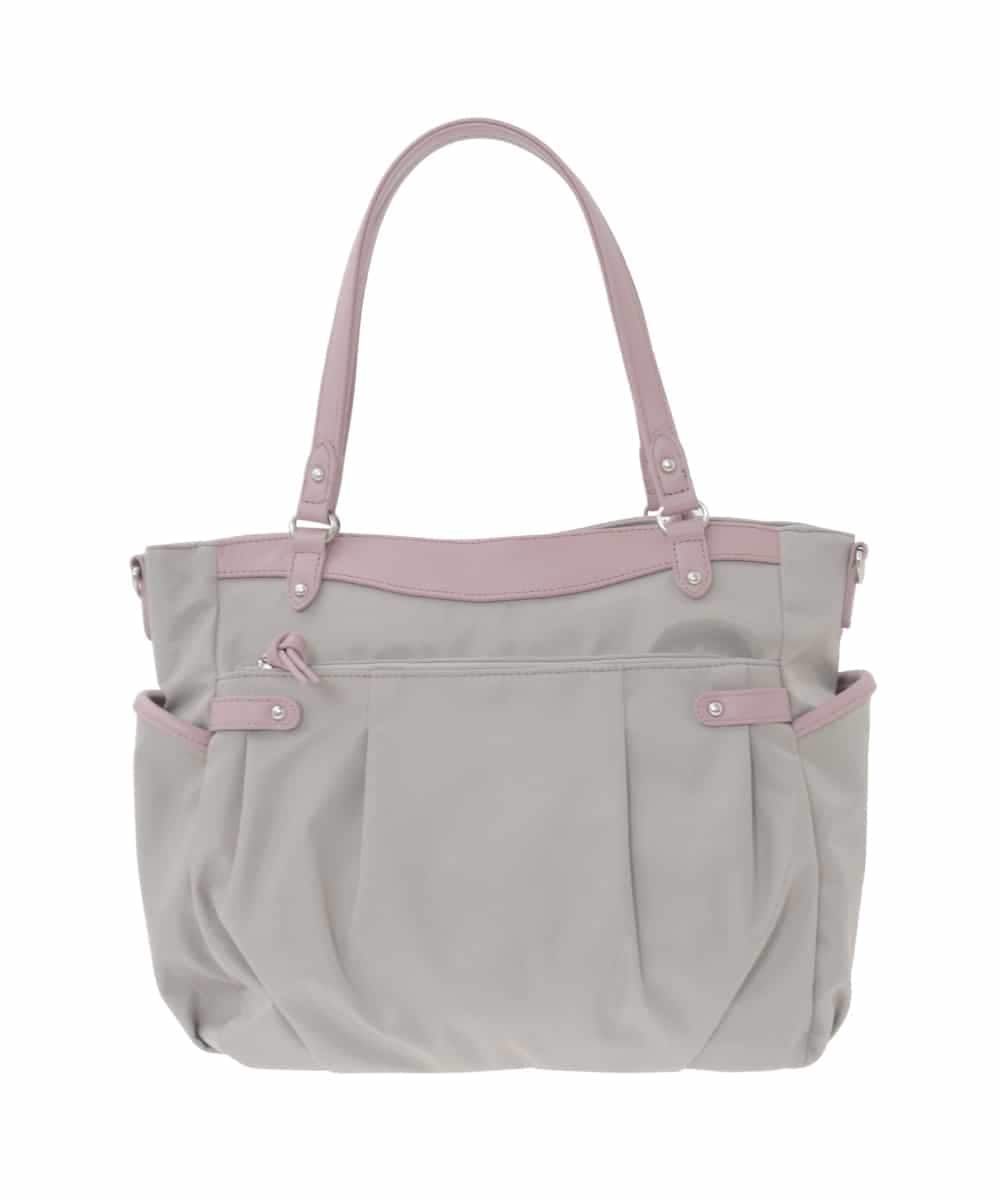 BKRGD31180 MK MICHEL KLEIN BAG(MK ミッシェルクラン バッグ) [撥水/2WAY/A4収納可]サイドポケットパイピングバッグ ライトグレー×ピンク