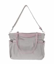 BKRGD31180 MK MICHEL KLEIN BAG(MK ミッシェルクラン バッグ) [撥水/2WAY/A4収納可]サイドポケットパイピングバッグ ライトグレー×ピンク