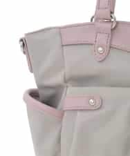 BKRGD31180 MK MICHEL KLEIN BAG(MK ミッシェルクラン バッグ) [撥水/2WAY/A4収納可]サイドポケットパイピングバッグ ライトグレー×ピンク
