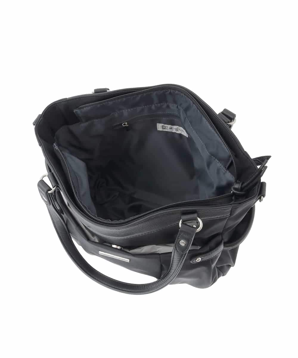 BKRGD31180 MK MICHEL KLEIN BAG(MK ミッシェルクラン バッグ) [撥水/2WAY/A4収納可]サイドポケットパイピングバッグ ライトグレー×ピンク