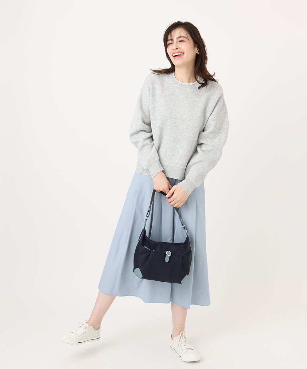 BKRGD81140 MK MICHEL KLEIN BAG(MK ミッシェルクラン バッグ) [撥水/500g以下の軽量]レザーポイントナイロンショルダーバッグ ネイビー×ライトブルー