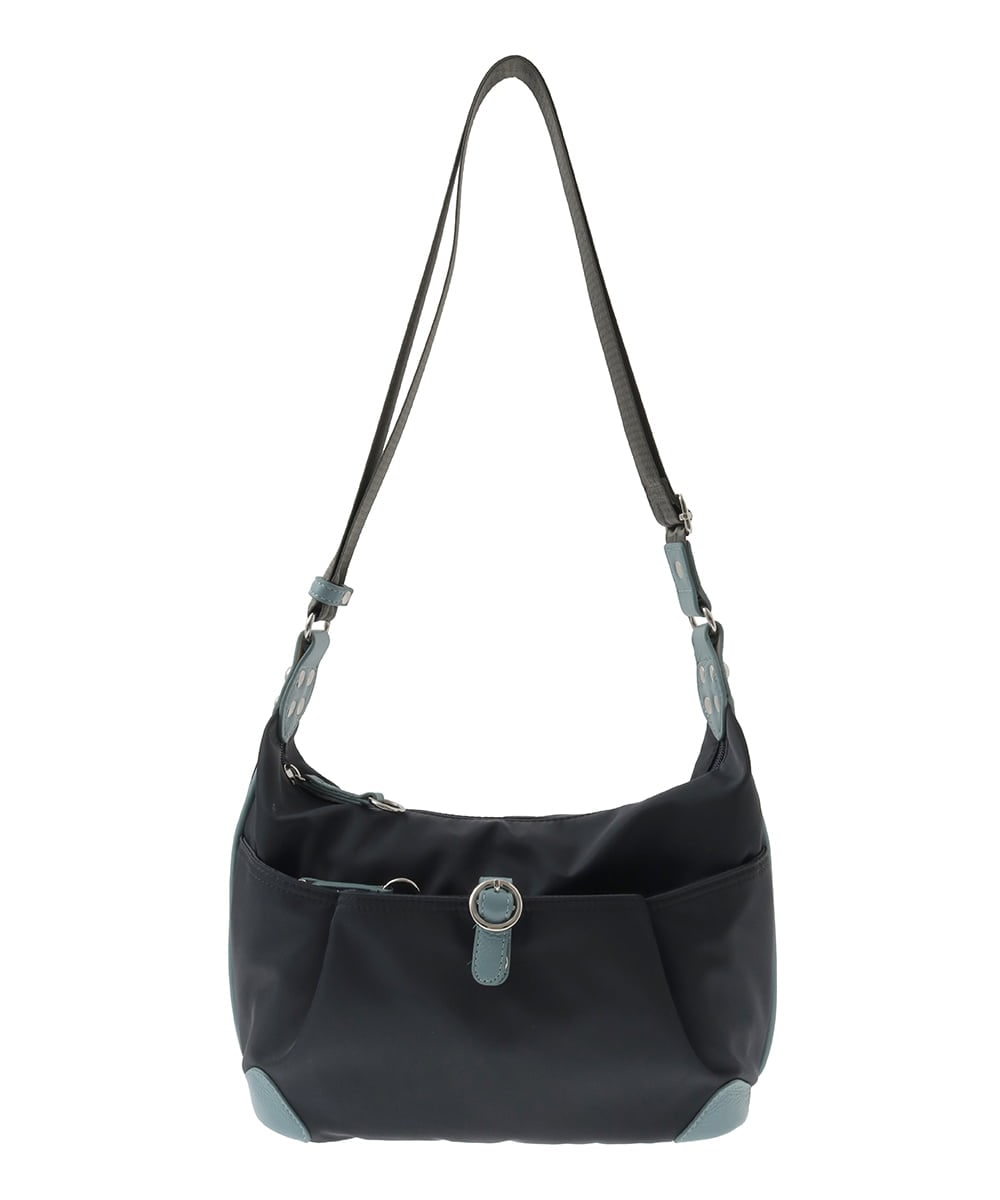 BKRGD81140 MK MICHEL KLEIN BAG(MK ミッシェルクラン バッグ) [撥水/軽量]レザーポイントナイロンショルダーバッグ ブラック×ネイビー