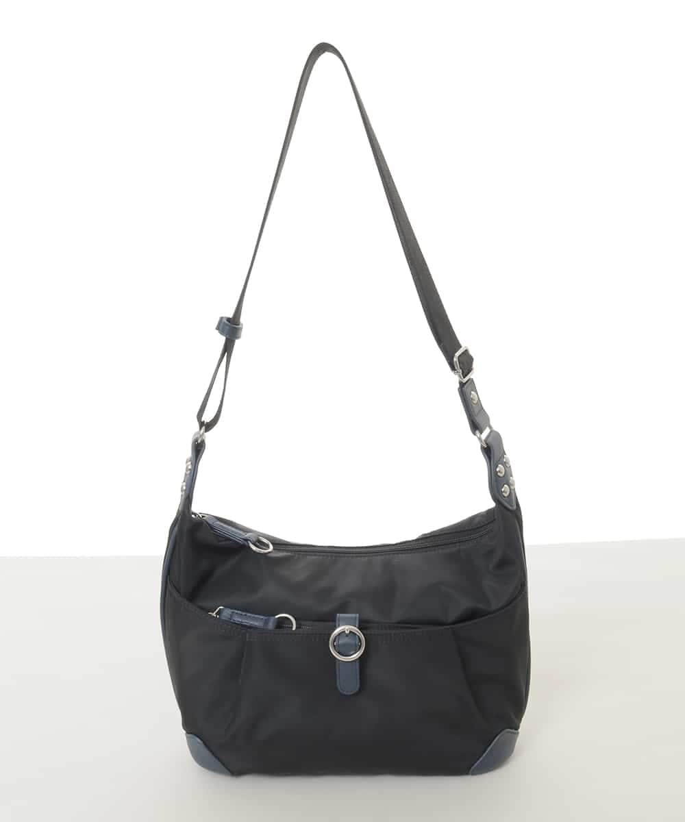 BKRGD81140 MK MICHEL KLEIN BAG(MK ミッシェルクラン バッグ) [撥水/軽量]レザーポイントナイロンショルダーバッグ ブラック×ネイビー