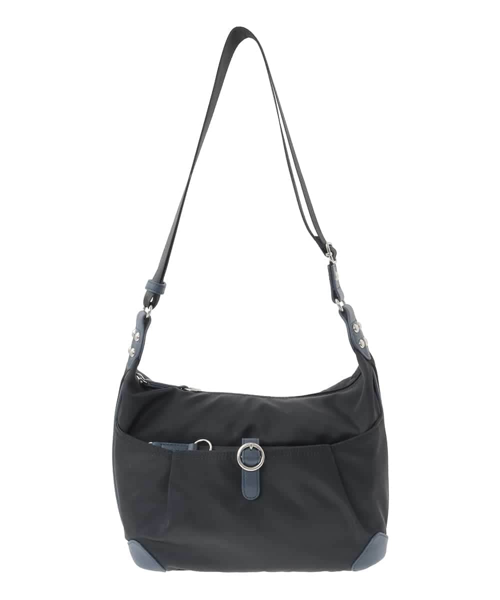 BKRGD81140 MK MICHEL KLEIN BAG(MK ミッシェルクラン バッグ) [撥水/軽量]レザーポイントナイロンショルダーバッグ ブラック×ネイビー