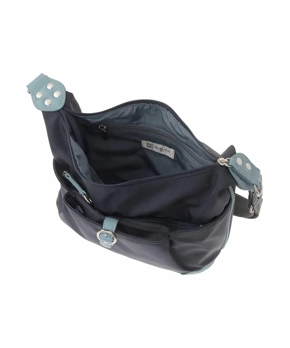 BKRGD81140 MK MICHEL KLEIN BAG(MK ミッシェルクラン バッグ) [撥水/軽量]レザーポイントナイロンショルダーバッグ ブラック×ネイビー