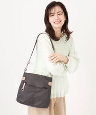 BKRGD90150 MK MICHEL KLEIN BAG(MK ミッシェルクラン バッグ) [撥水/軽量]アクセントレザースクエアショルダーバッグ ブラウン×ピンク