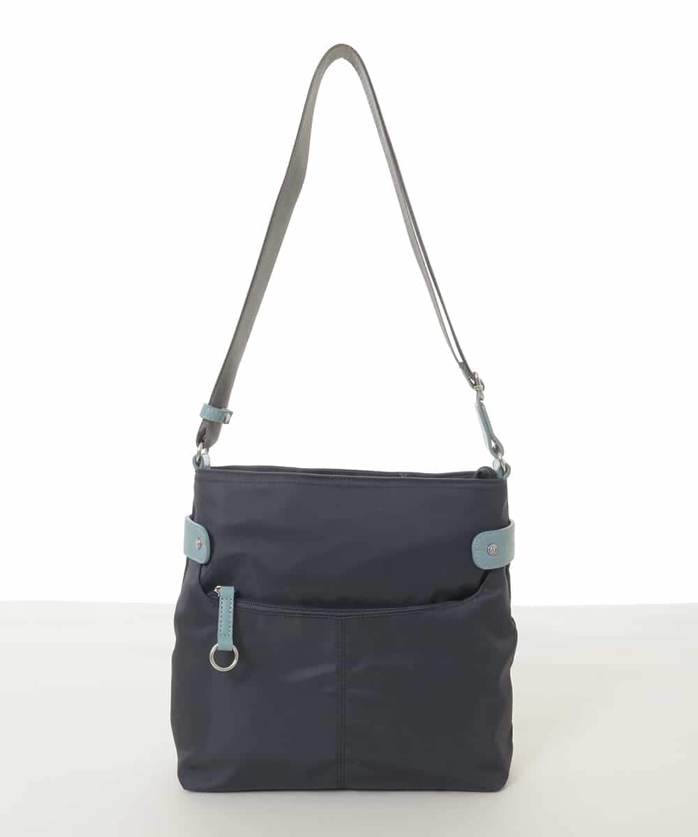 BKRGD90150 MK MICHEL KLEIN BAG(MK ミッシェルクラン バッグ) [撥水/軽量]アクセントレザースクエアショルダーバッグ ネイビー×ライトブルー