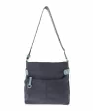 BKRGD90150 MK MICHEL KLEIN BAG(MK ミッシェルクラン バッグ) [撥水/軽量]アクセントレザースクエアショルダーバッグ ネイビー×ライトブルー