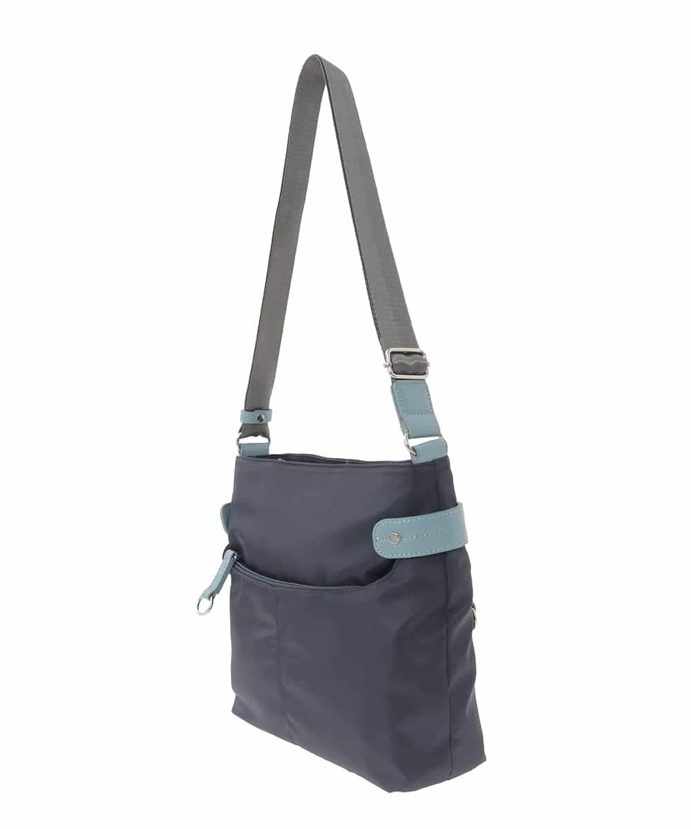 BKRGD90150 MK MICHEL KLEIN BAG(MK ミッシェルクラン バッグ) [撥水/軽量]アクセントレザースクエアショルダーバッグ ネイビー×ライトブルー