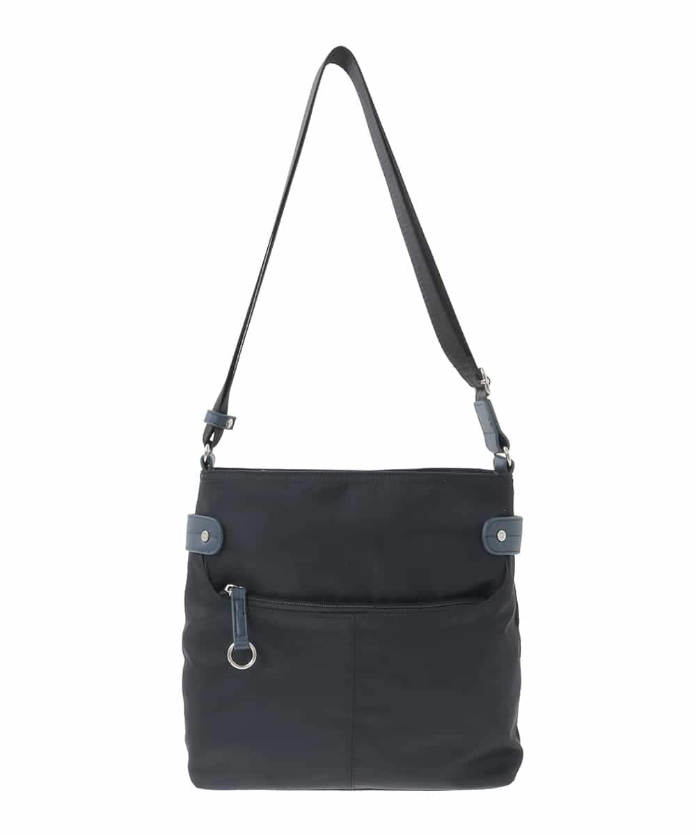 BKRGD90150 MK MICHEL KLEIN BAG(MK ミッシェルクラン バッグ) [撥水/軽量]アクセントレザースクエアショルダーバッグ ブラック×ネイビー