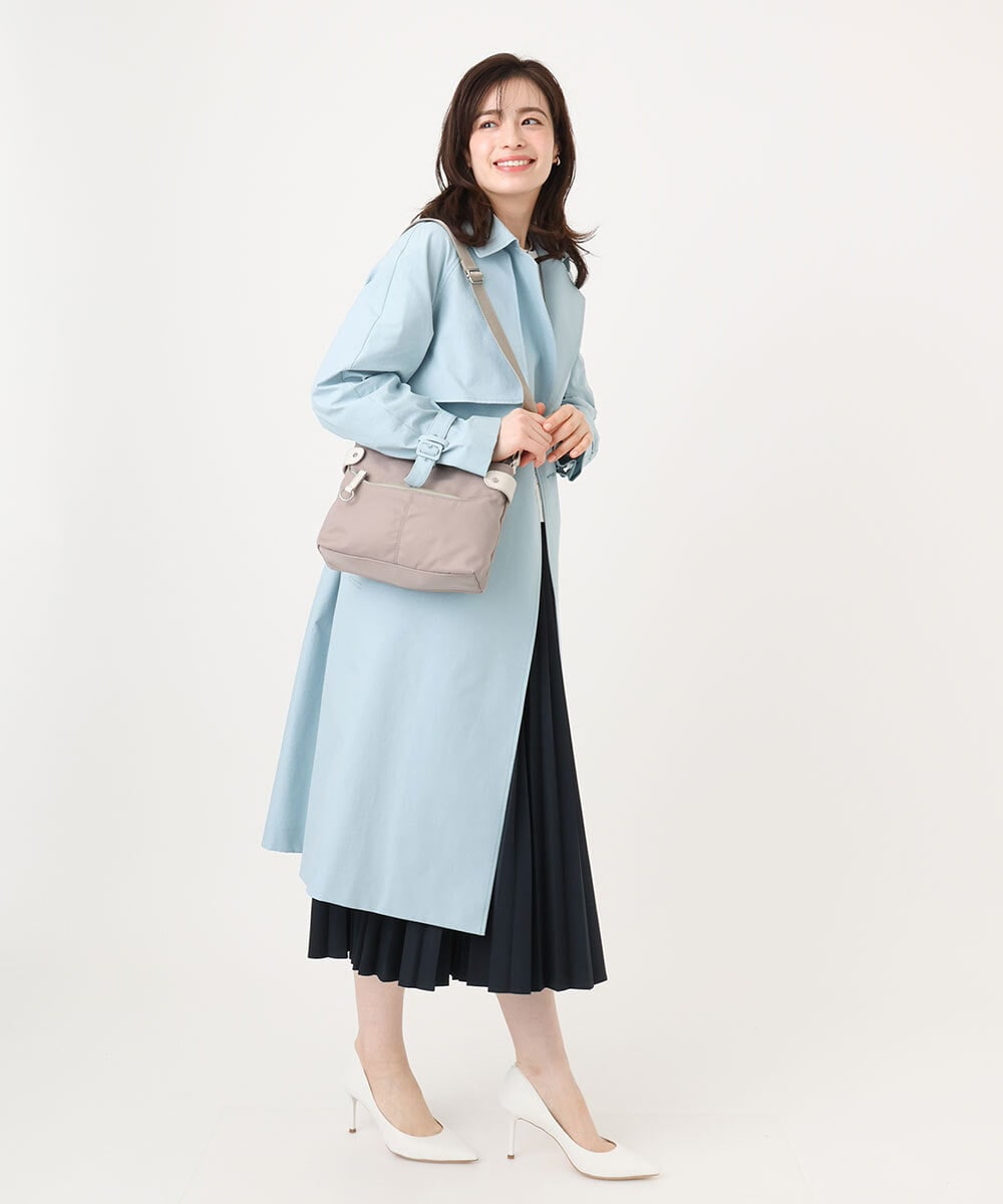 BKRGD91135 MK MICHEL KLEIN BAG(MK ミッシェルクラン バッグ) [撥水/軽量]アクセントレザーコンパクトショルダーバッグ ベージュ×オレンジ