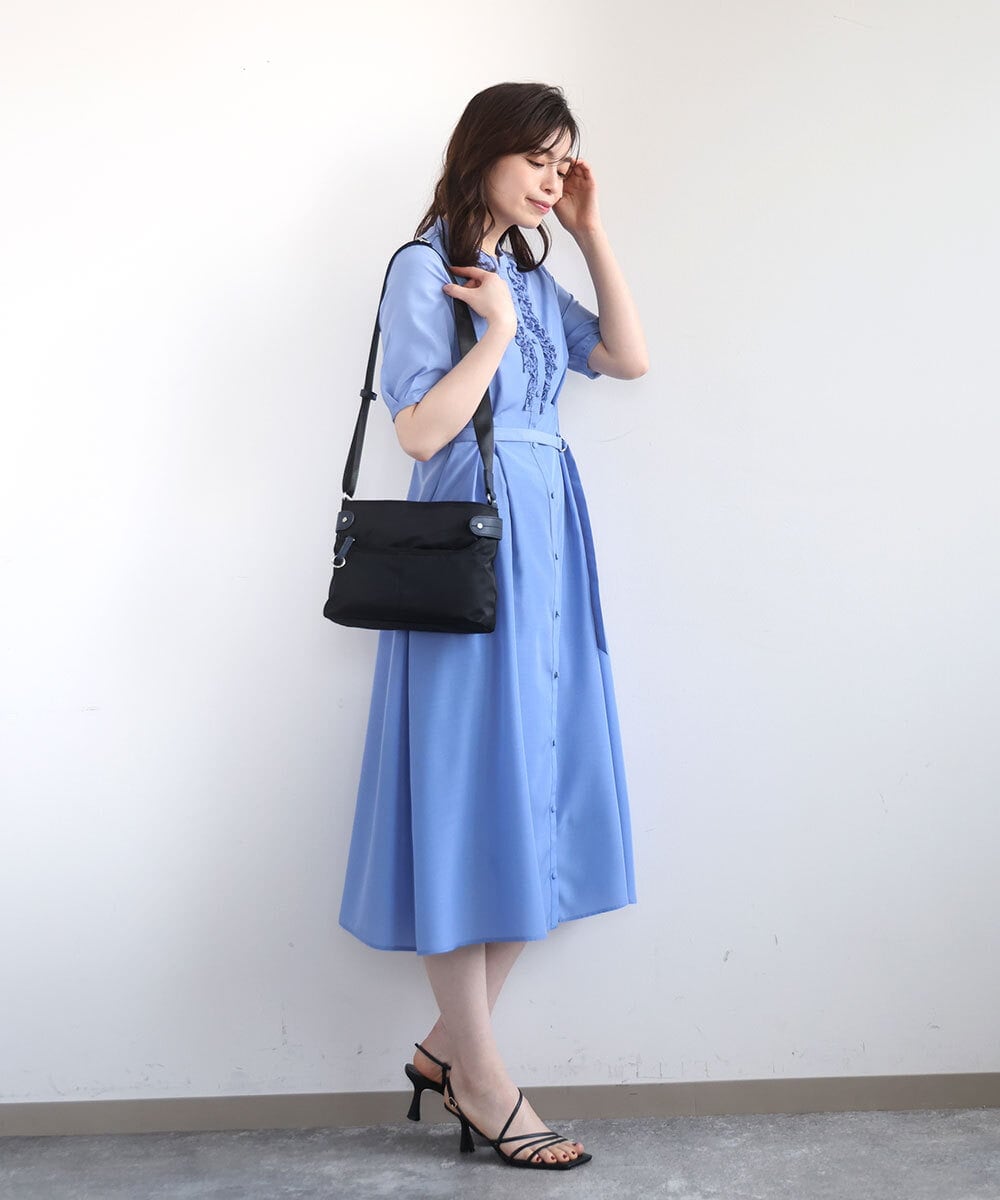 BKRGD91135 MK MICHEL KLEIN BAG(MK ミッシェルクラン バッグ) [撥水/軽量]アクセントレザーコンパクトショルダーバッグ ベージュ×オレンジ