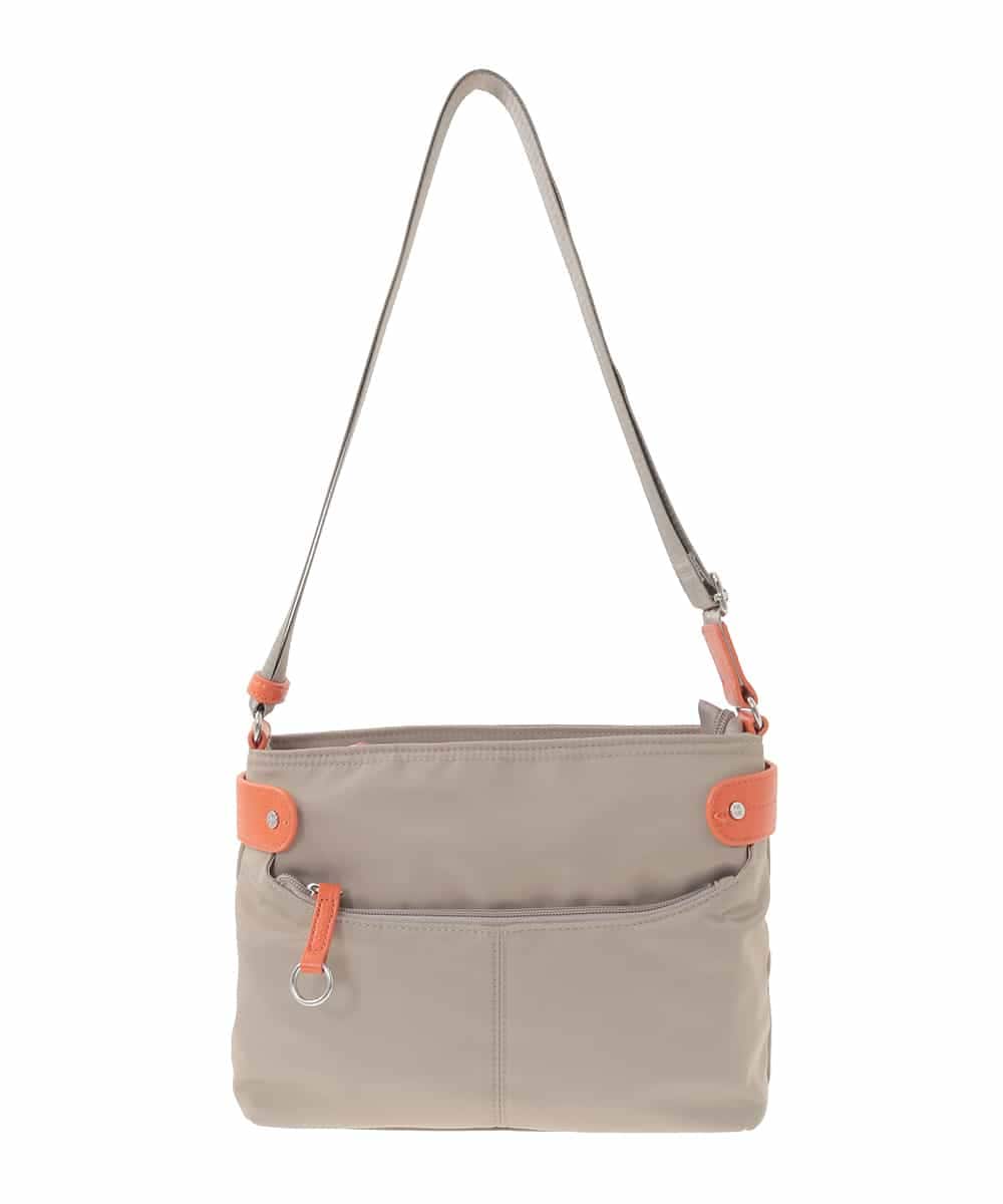 BKRGD91135 MK MICHEL KLEIN BAG(MK ミッシェルクラン バッグ) [撥水/軽量]アクセントレザーコンパクトショルダーバッグ ベージュ×オレンジ