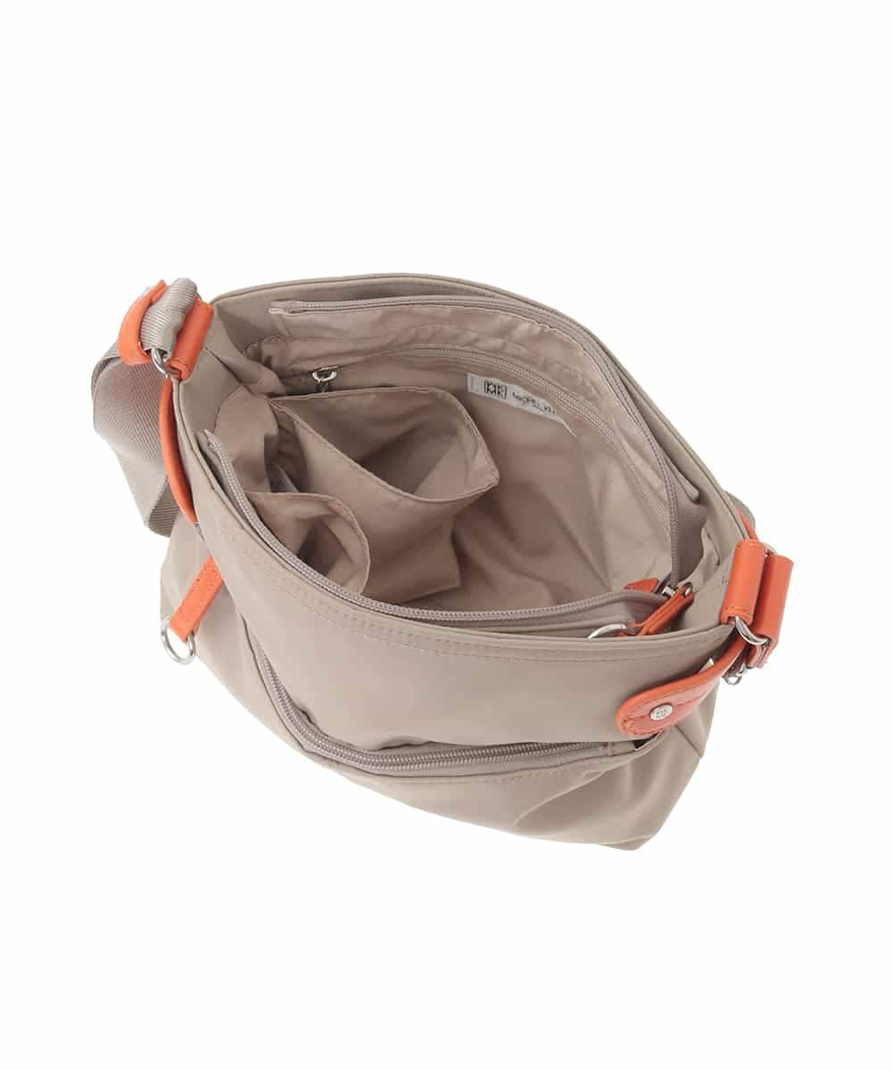 BKRGD91135 MK MICHEL KLEIN BAG(MK ミッシェルクラン バッグ) [撥水/軽量]アクセントレザーコンパクトショルダーバッグ ベージュ×オレンジ