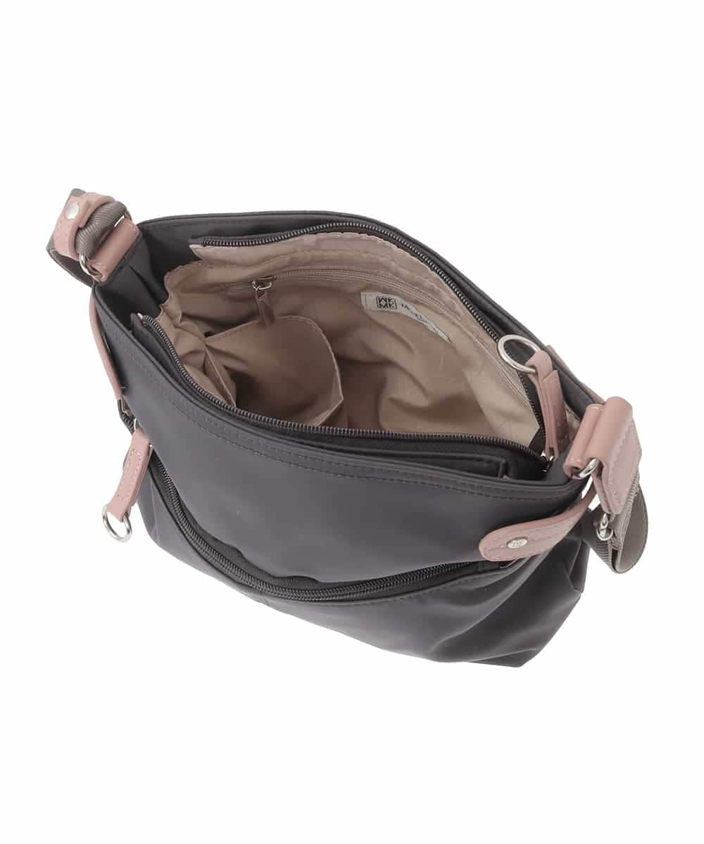 BKRGD91135 MK MICHEL KLEIN BAG(MK ミッシェルクラン バッグ) [撥水/軽量]アクセントレザーコンパクトショルダーバッグ ベージュ×オレンジ