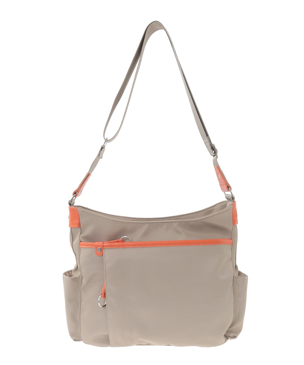 BKRGD94160 MK MICHEL KLEIN BAG(MK ミッシェルクラン バッグ) [撥水/軽量]アクセントレザーショルダーバッグ ブラウン×ピンク