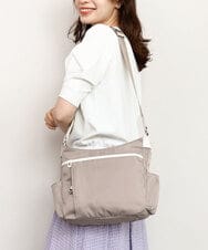 BKRGD94160 MK MICHEL KLEIN BAG(MK ミッシェルクラン バッグ) [撥水/軽量]アクセントレザーショルダーバッグ グレージュ×オフホワイト