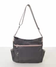 BKRGD94160 MK MICHEL KLEIN BAG(MK ミッシェルクラン バッグ) [撥水/軽量]アクセントレザーショルダーバッグ ブラウン×ピンク