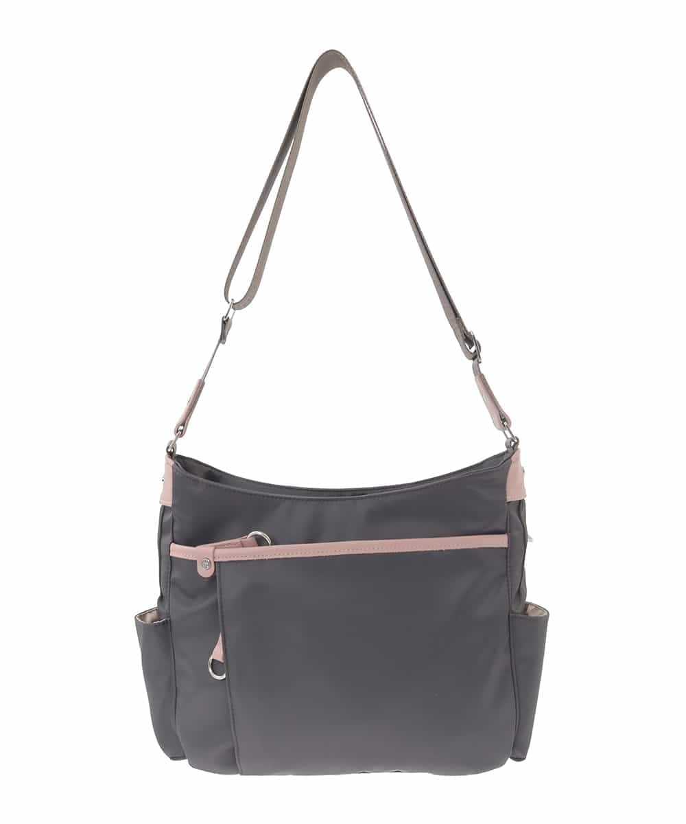 BKRGD94160 MK MICHEL KLEIN BAG(MK ミッシェルクラン バッグ) [撥水/軽量]アクセントレザーショルダーバッグ ブラウン×ピンク